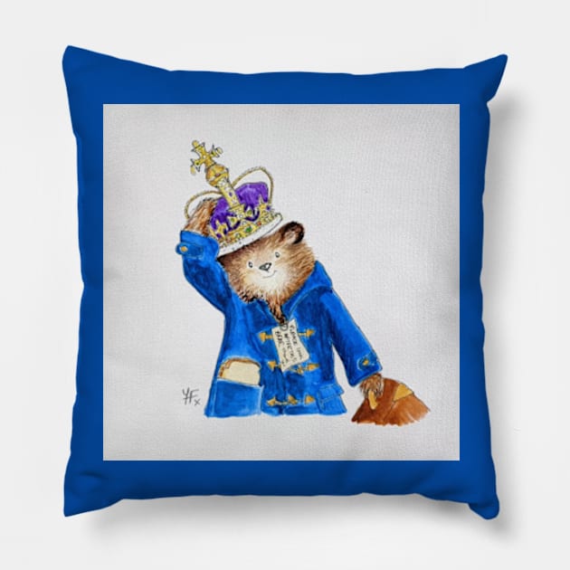 Paddington Bear Coronation Pillow by Yvonne Flannery