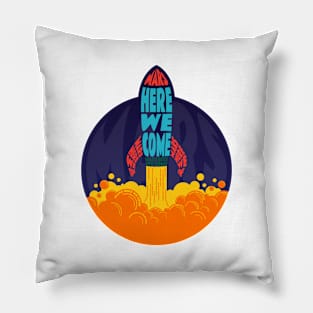 Mars Here We Come Spaceship Text Wrap Pillow