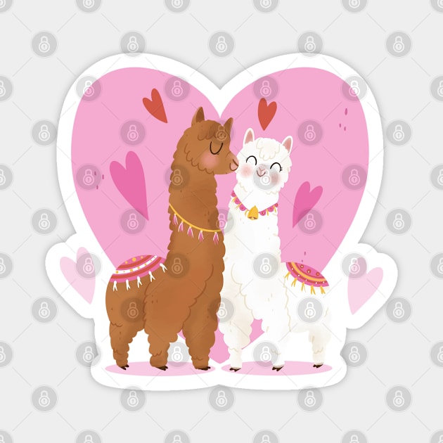 LLama Valentine Couple Magnet by Mako Design 