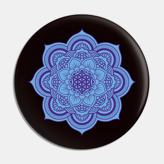 Blue Mandala (flower of life) Pin by CreativePhil