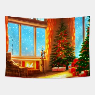 Christmas Housewarming Blessed Xmas Trees Lights Tapestry