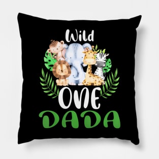 Dada Of The Wild One Zoo Birthday Safari Jungle Animal Pillow