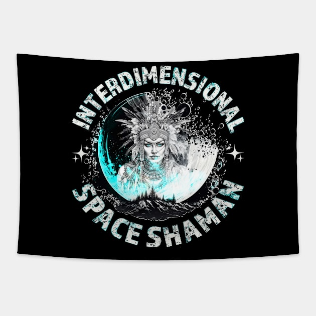 INTERDIMENSIONAL SPACE SHAMAN-moon white Tapestry by Tripnotic