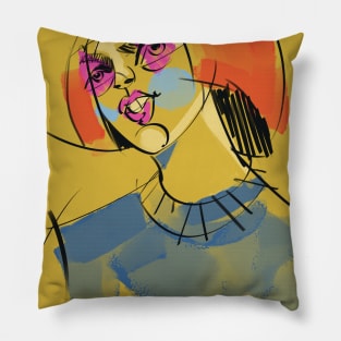 woman in short hair Pillow