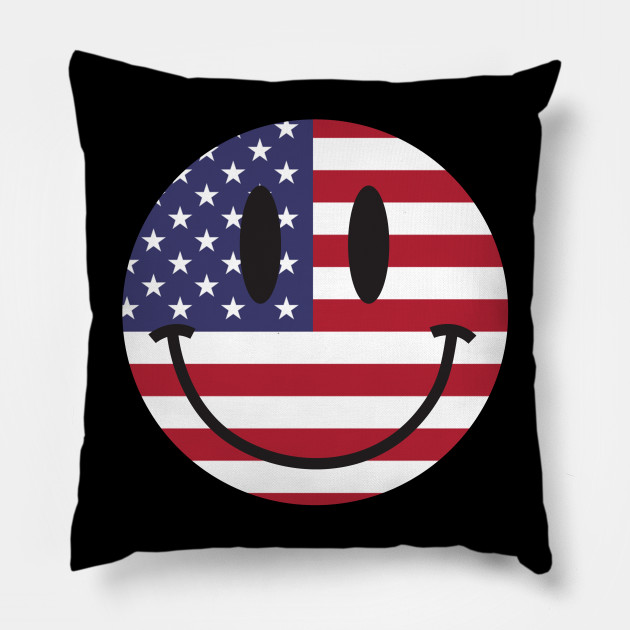 Us Flag Smiley Face Smiley Face Pillow Teepublic