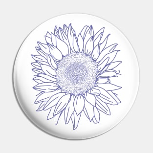 Very Peri Periwinkle Blue Sunflower Floral Line Drawing Pin