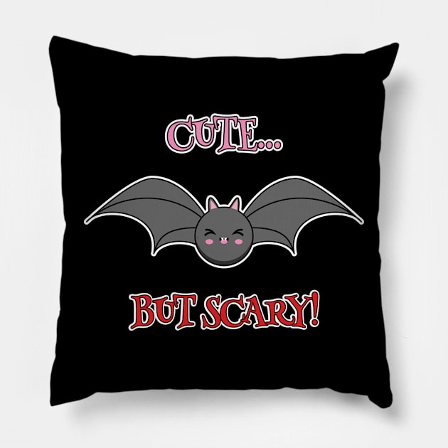 Cute but Scary Bat Pillow by BirdAtWork