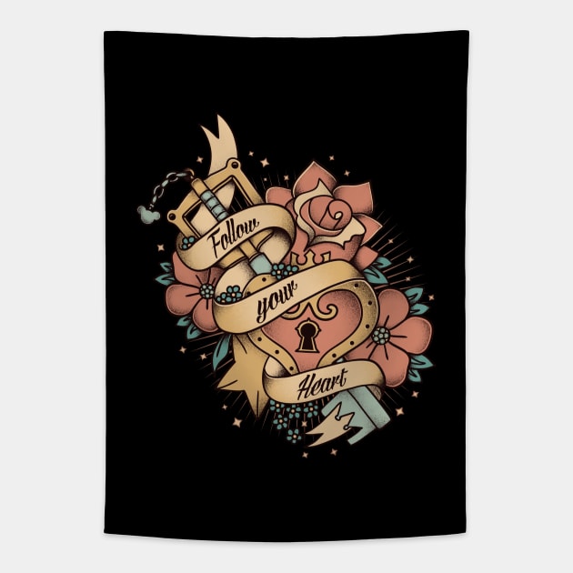 Kingdom Hearts Tattoo - Sora Keyblade - Gaming Tapestry by Typhoonic