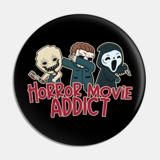 Horror Movie Addict with Classic Scary Movie Characters Pin