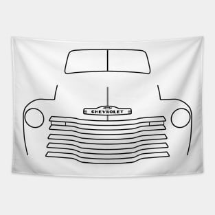 1949 Chevy 3100 stepside classic pickup truck outline graphic (black) Tapestry