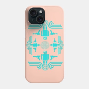 Retro Robots & Ray Guns Laser Guns Robot Vintage Tropical Style Mid Mod Antique Peach Teal Phone Case