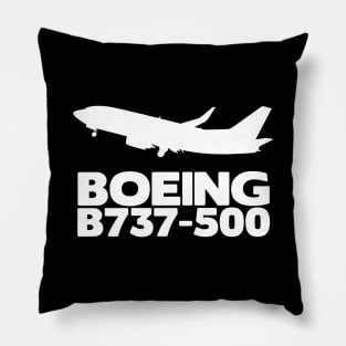 Boeing B737-500 Silhouette Print (White) Pillow