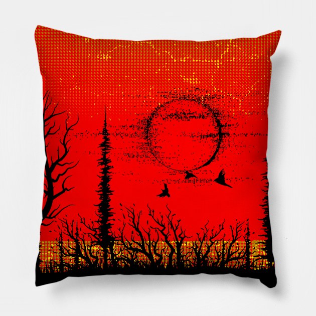 Forest and Birds Pillow by schmomsen