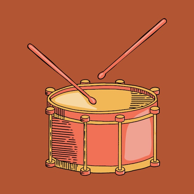 Drum Hand Drawn Line Art Musical Instrument by ksrogersdesigns