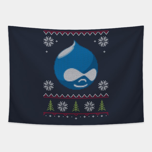 Drupal Ugly Sweater Christmas Tapestry by vladocar
