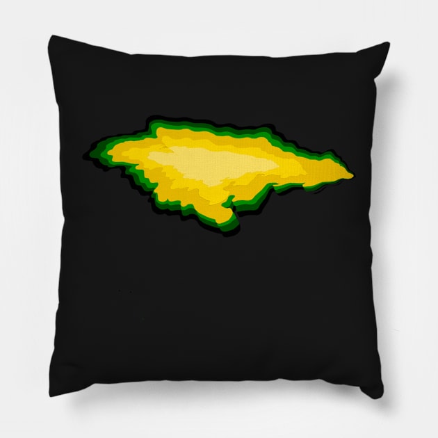 Jamaica  map of Jamaica  in the colors of the Jamaican flag black green and gold Pillow by Artonmytee