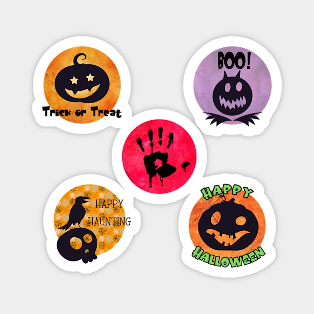 Five Cute Halloween Creatures Magnet by JanesCreations