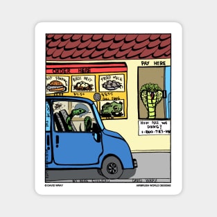 Snake Going Through The Fast Food Drive-Thru Funny Reptile Novelty Gift Magnet