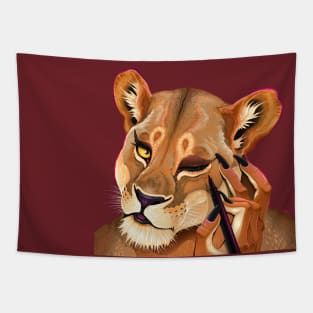 Lion Makeup Tapestry