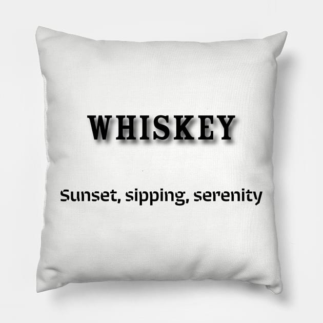 Whiskey: Sunset, sipping, serenity Pillow by Old Whiskey Eye