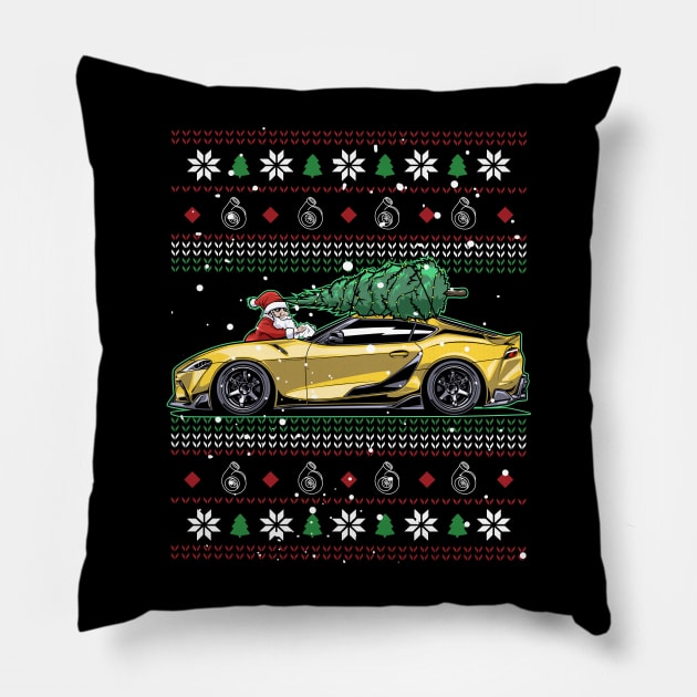 Christmas Ugly Toyota Supra A90! Best Car Guy Present Pillow by racingfactory