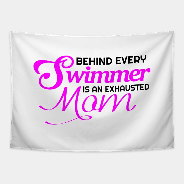 'Exhausted Mom' Hilarous Swimming Gift Tapestry by ourwackyhome