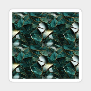 Funky Facade: Trompe-l’oeil Green Turquoise and Gold Magnet