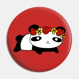 Flower Crown Panda Pin