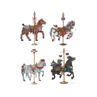 Four Carousel Horses of the Apocalypse Vertical T-Shirt