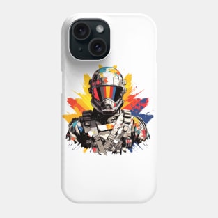 Man With Helmet Video Game Character Futuristic Warrior Portrait  Abstract Phone Case