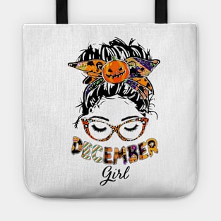 December Girl Halloween Face Wink Eyes Pumpkin Tote