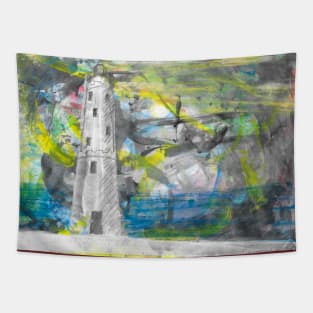 The abstract lighthouse in front of the abstract sea of ​​Livorno Tapestry