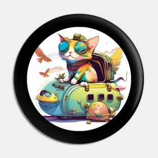 Cute Traveler Cat - Born to Explore - Colorful Cats Pin