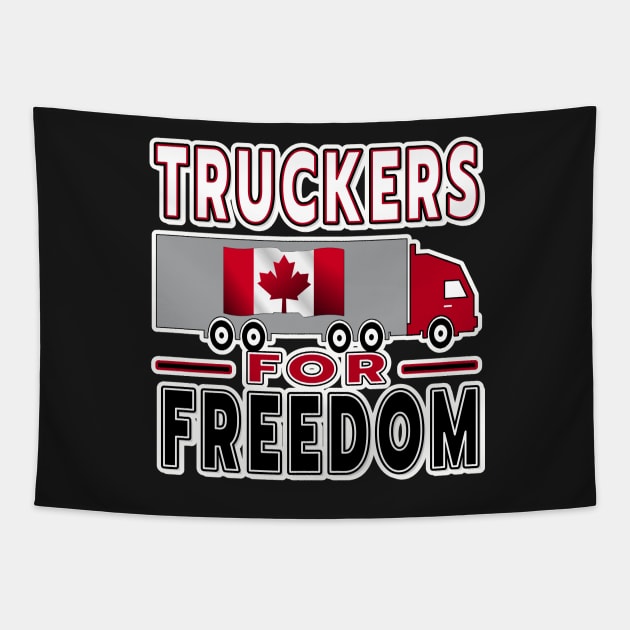 TRUCKERS FOR FREEDOM CONVOY TO OTTAWA CANADA JANUARY 29 2022 WHITE, RED, BLACK Tapestry by KathyNoNoise