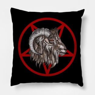 Black goat satanistic pentacle Pillow