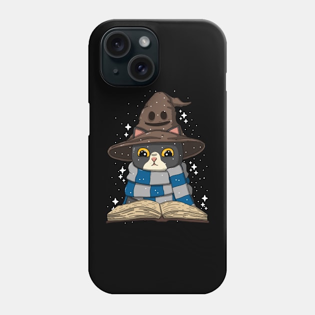 Wizard Neko Reading Book Phone Case by Japanese Neko