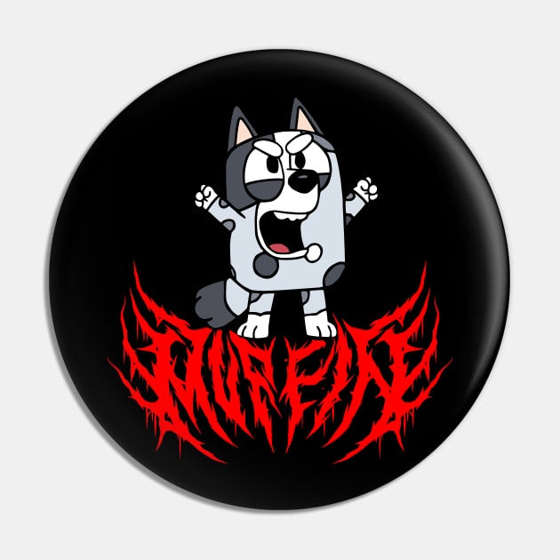 Black Metal Muffin Bluey Pin by flataffex