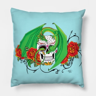 Sugar Skull Dragon Pillow