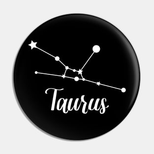 Taurus Zodiac Constellation in White Pin