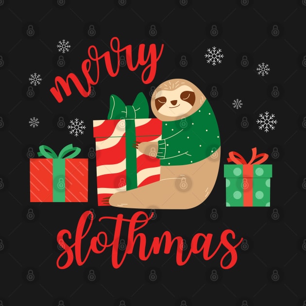 Merry Slothmas Sloth with Christmas Presents by TeaTimeTs