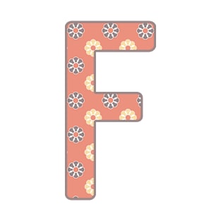 MONOGRAM LETTER F PINK FLORAL TYPOGRAPHY DESIGN T-Shirt