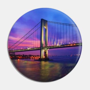 Verrazano Narrows Bridge Digital water color Pin