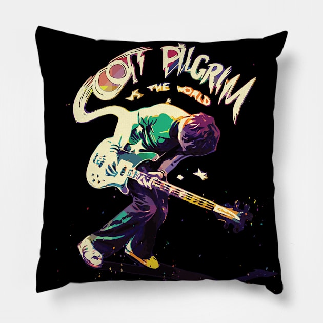 Colorful Pop Culture Art Scott Pilgrim Pillow by Nonconformist