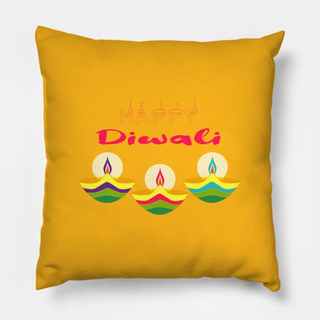 Happy Diwali Pillow by AJ Designz