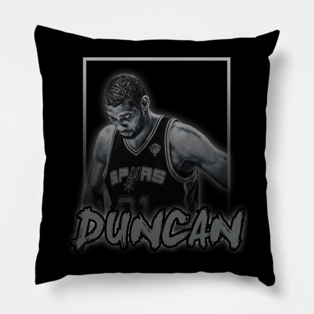 Tim Duncan\\Basketball Legend Vintage Style Pillow by Mysimplicity.art