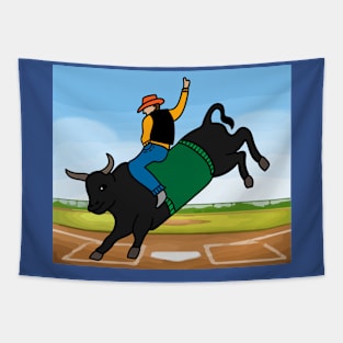 Rodeo Riding On A Bull Tapestry