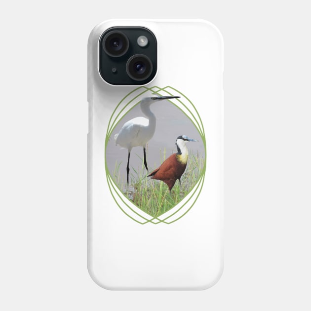 Little Egret and African Jacana are Birds in Kenya / Africa Phone Case by T-SHIRTS UND MEHR