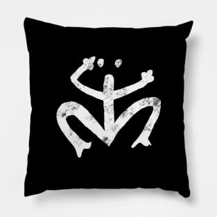 Taino Coqui Symbol - White Print - Distressed Look Pillow