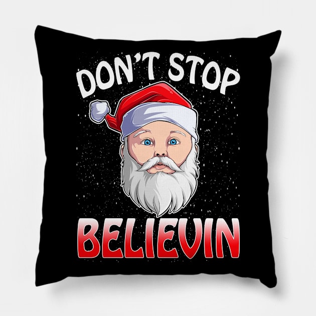 Don't Stop Believin Santa Funny Christmas Boys Kids Gifts T-Shirt Pillow by intelus