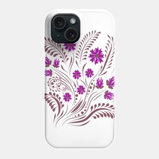 Folk floral print . Flowers abstract art , poster. Phone Case